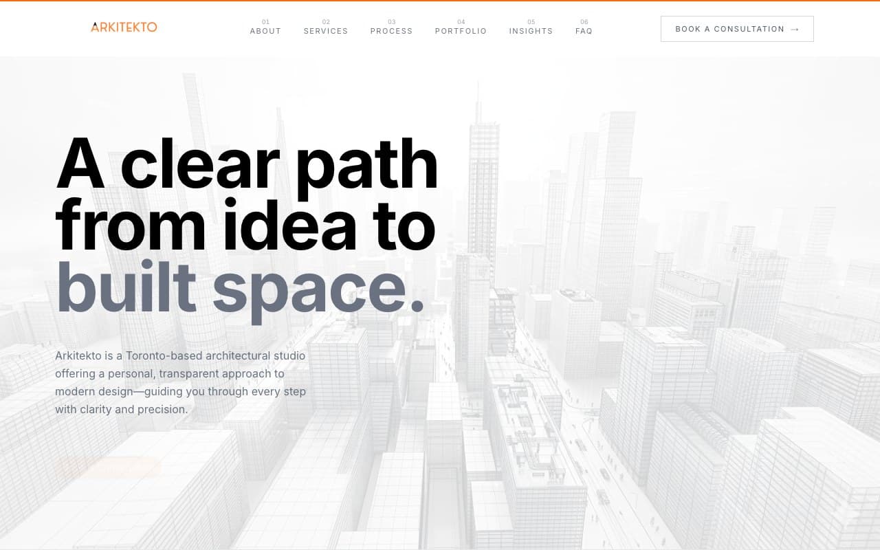 Arkitekto architectural studio website