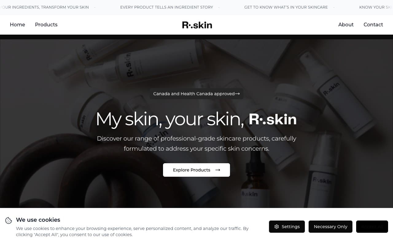 R.Skin professional skincare collection website